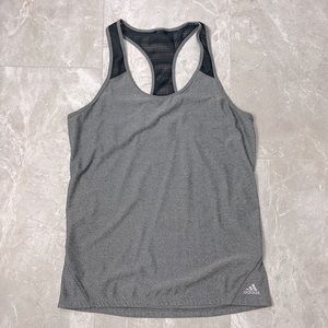 Adidas women’s workout top size M grey/black mesh versatile basic  like new